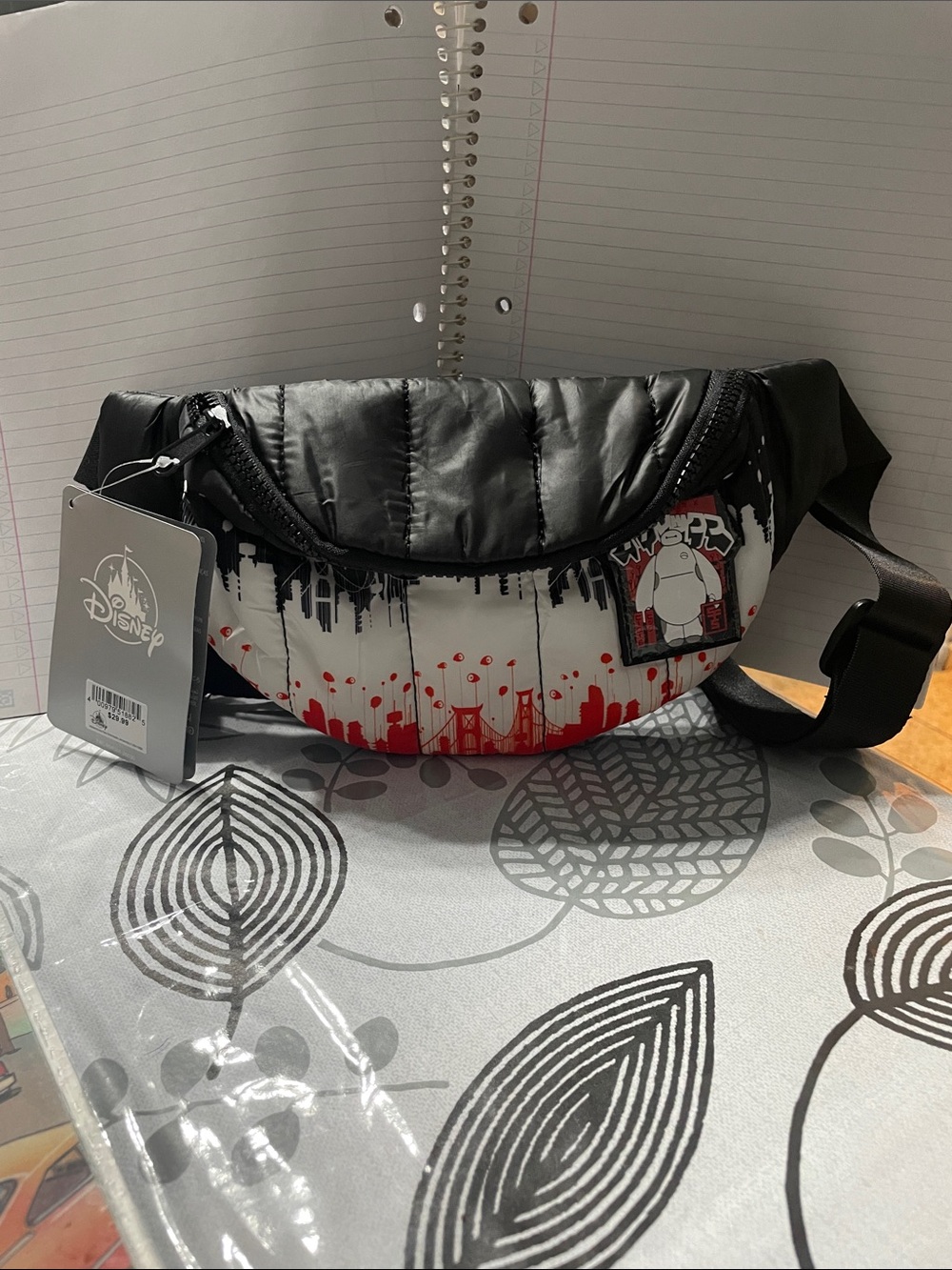 Disney Black White and Red Baymax Graphic Waist Bag